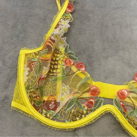 New! For love and lemons Mirabelle Underwire Bra cherry pineapple 10194 - Picture 8 of 12